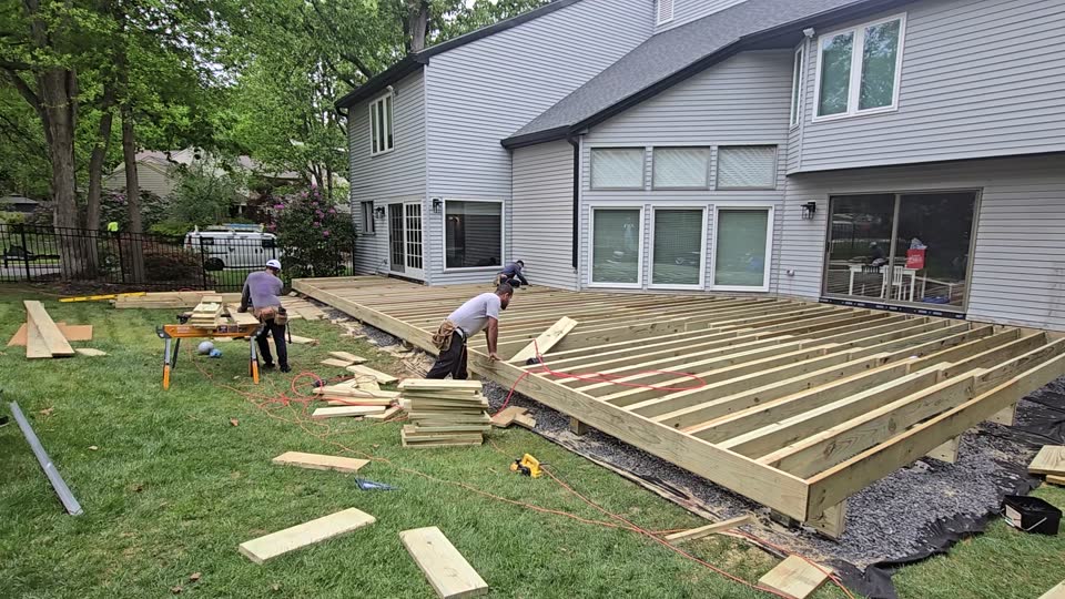 Zenna Decks crew framing a custom deck